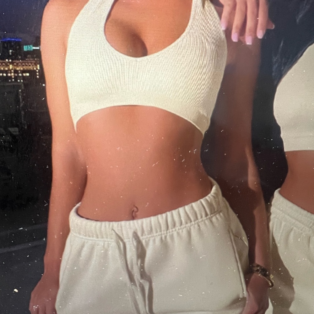 Fashion sports bra and sweat short set.